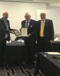 Col Mitchell receiving Life Membership from Chair Cr Peter Shinton and Cr Michael Banasik at Ordinary Meeting 5th March 2020.